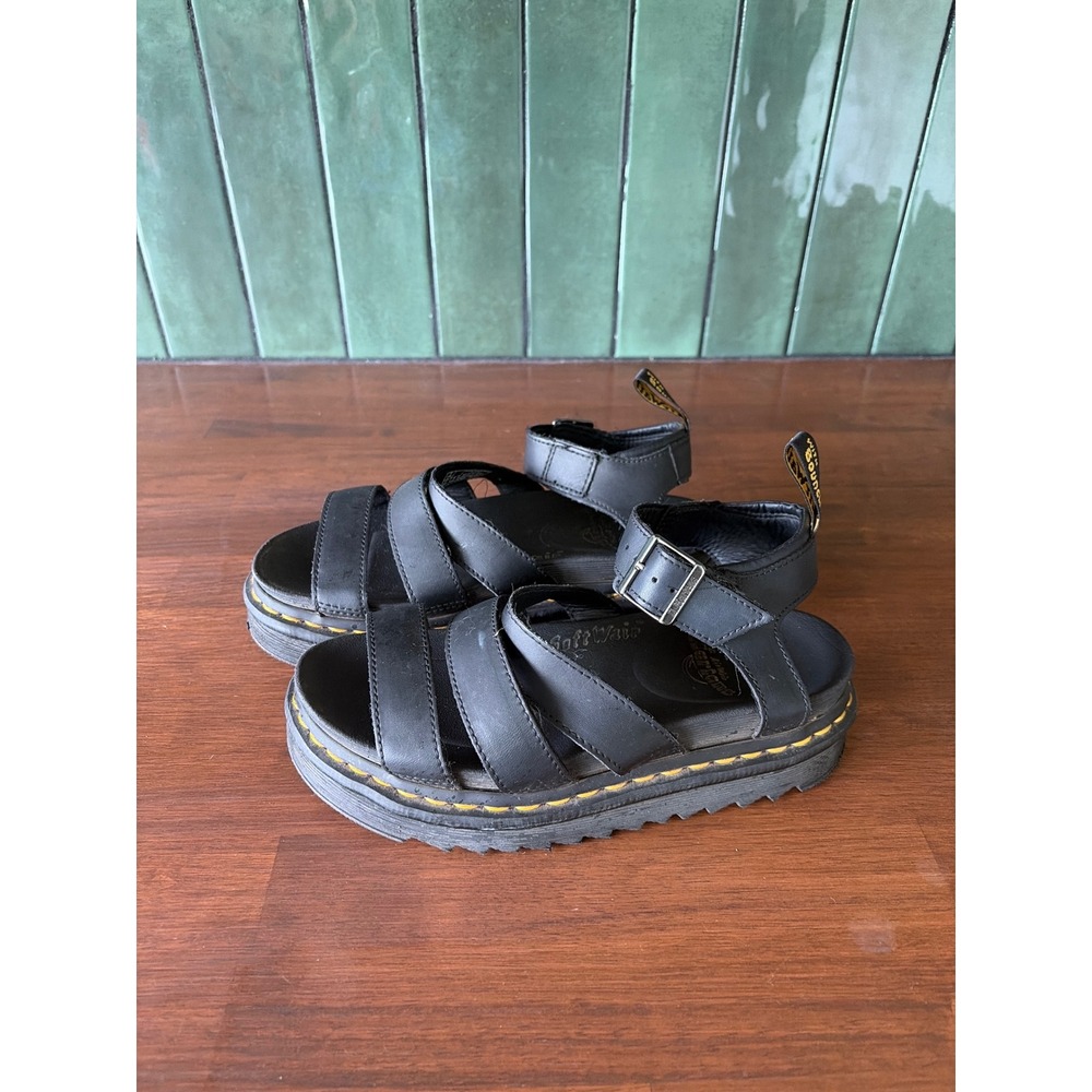 Dr. Martens Blaire Black Leather Platform Gladiator Sandals Womens 6 37 EU chunk